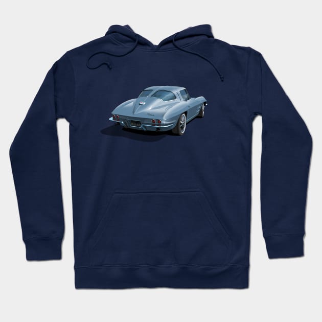 1963 Corvette in light blue Hoodie by candcretro